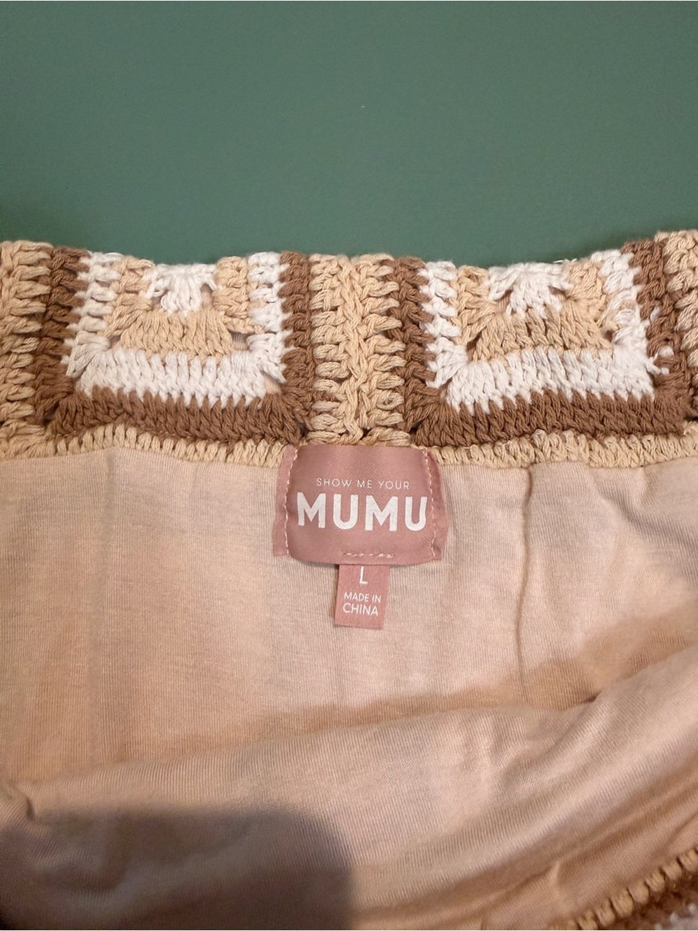 Show Me Your Mumu Chunky Crochet Mini Skirt in Beige & Brown - Picture 3 of 3